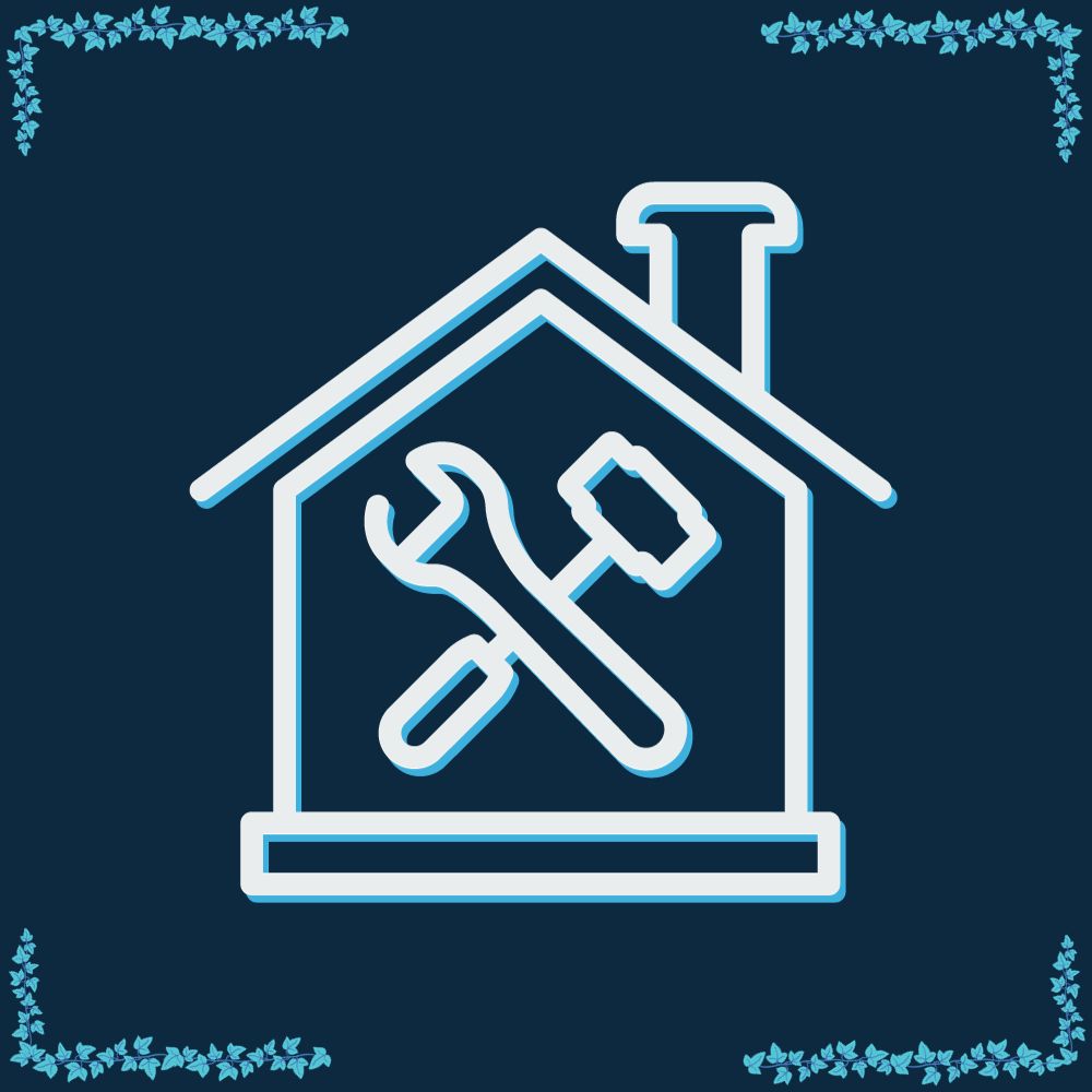 Icon of a house with a wrench and hammer crossed over the center